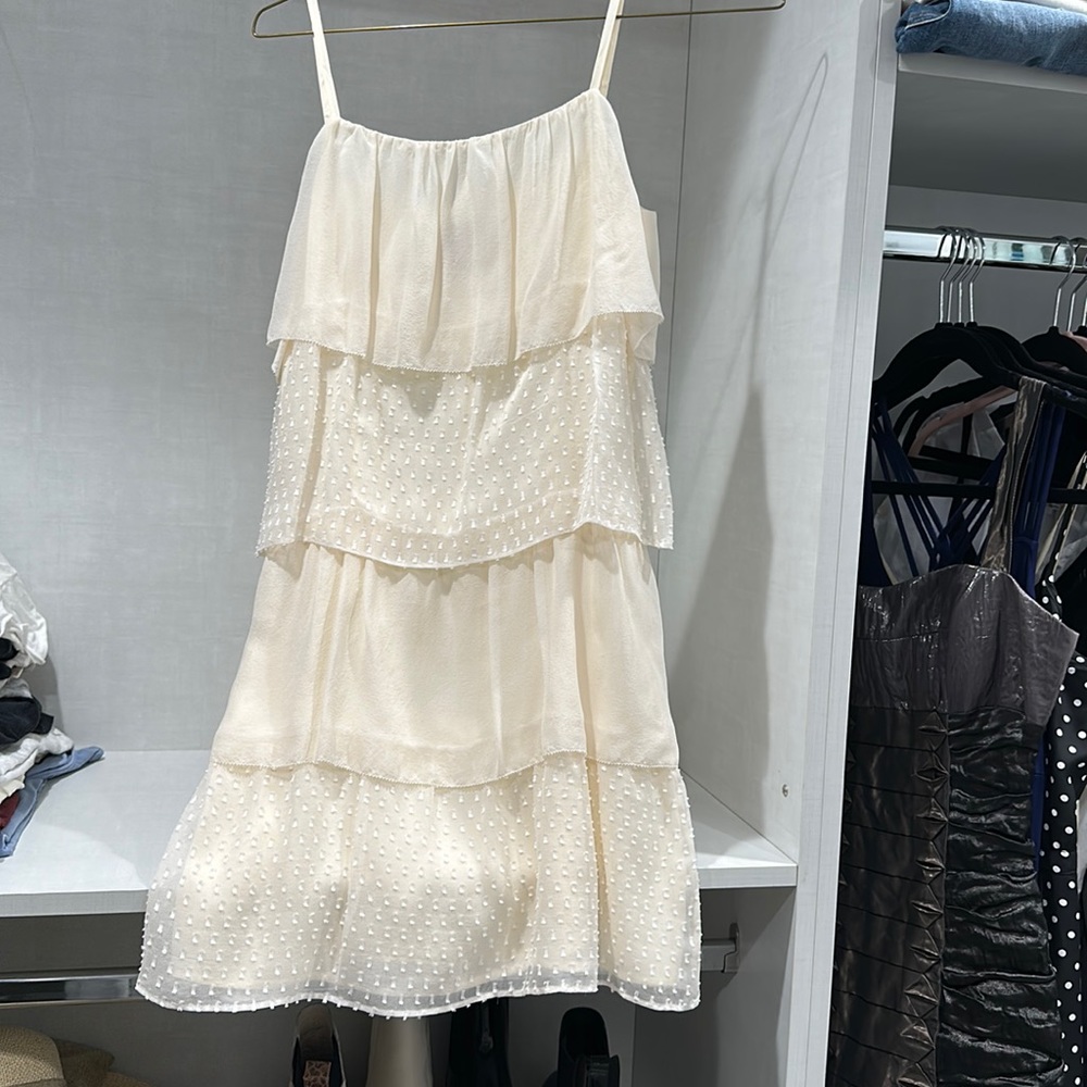 Juliette Longuet ivory silk dress. Size 2 Eur 36. Side zip. EUC